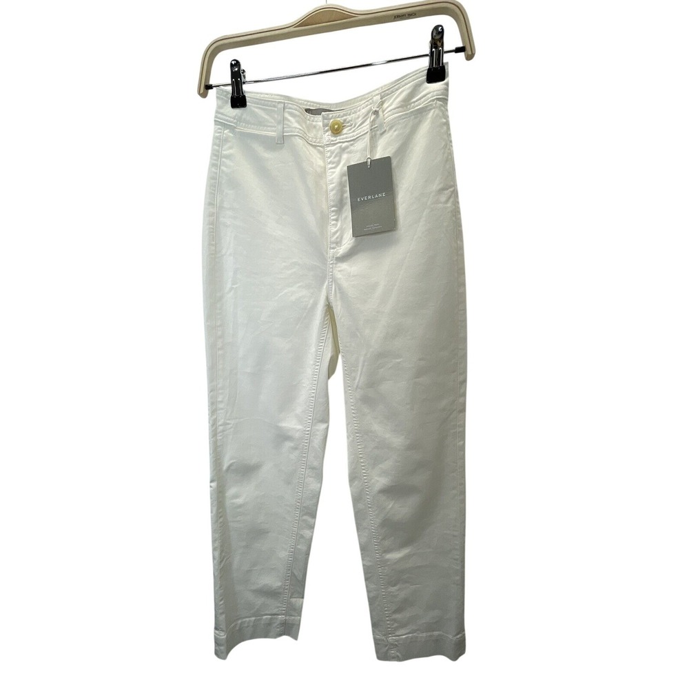 NWT Everlane Off White Straight Leg Crop Pants High Rise Minimalist Utility 00